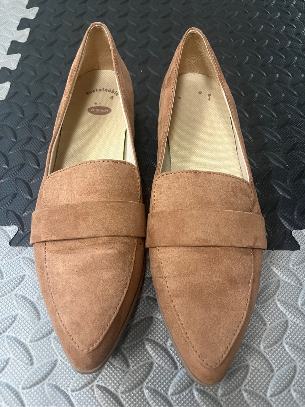 Dr. Scholl's Tan Suede Pointed Slip-On Loafers